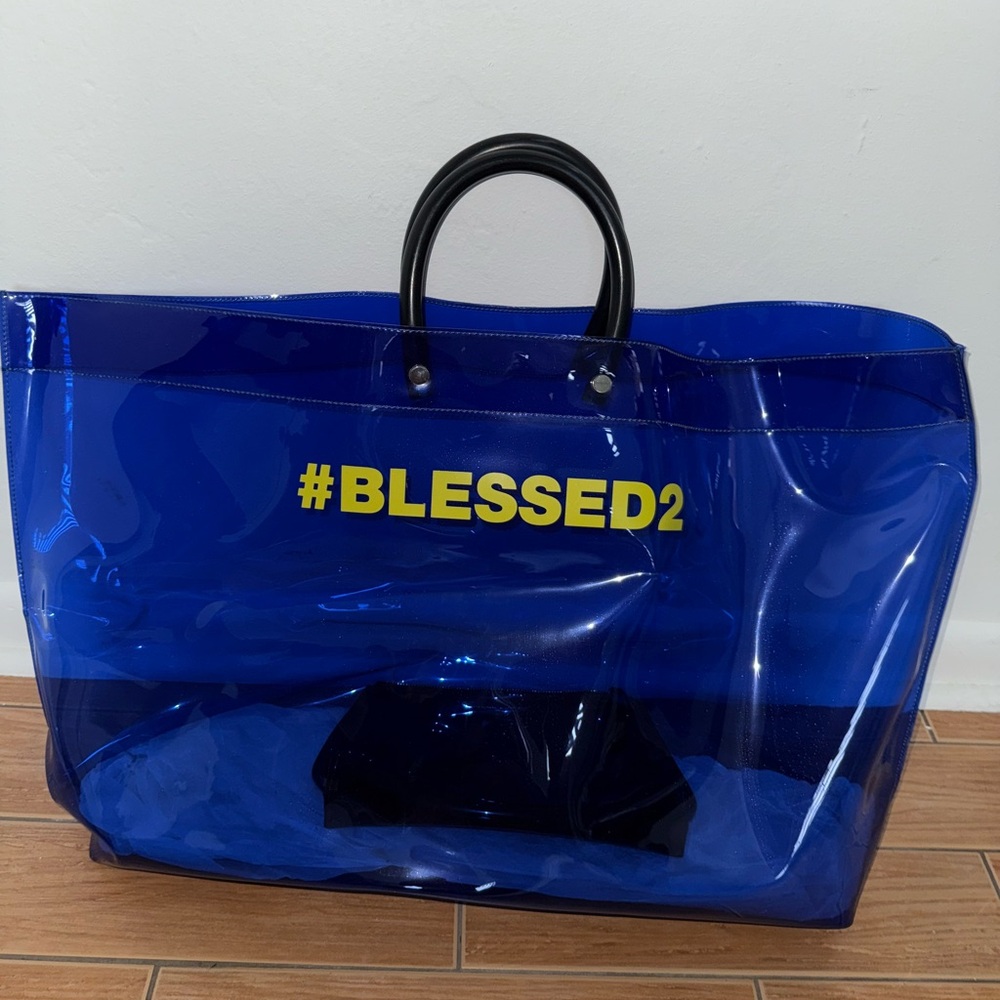 DSQUARED2 Blue Transparent Tote with Hashtag